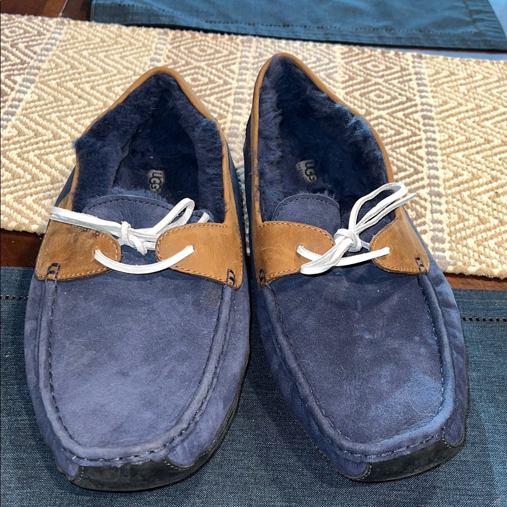 UGG Men's Navy and Tan Suede Loafers